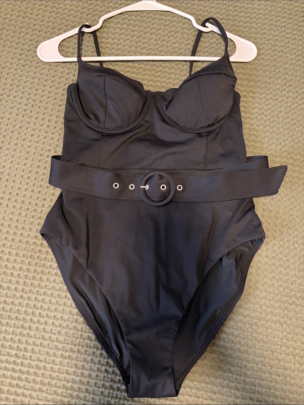 Jonathon Simkhai Black One-Piece Swimsuit with Cinch Belt